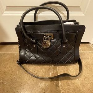 Michael Kors black stuffed handbag with crossbody strap